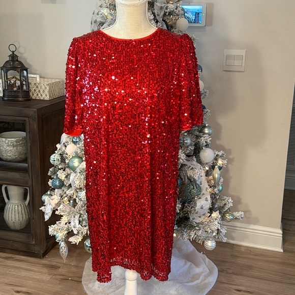 Vine & Love Red Sequin Dress - Picture 1 of 5